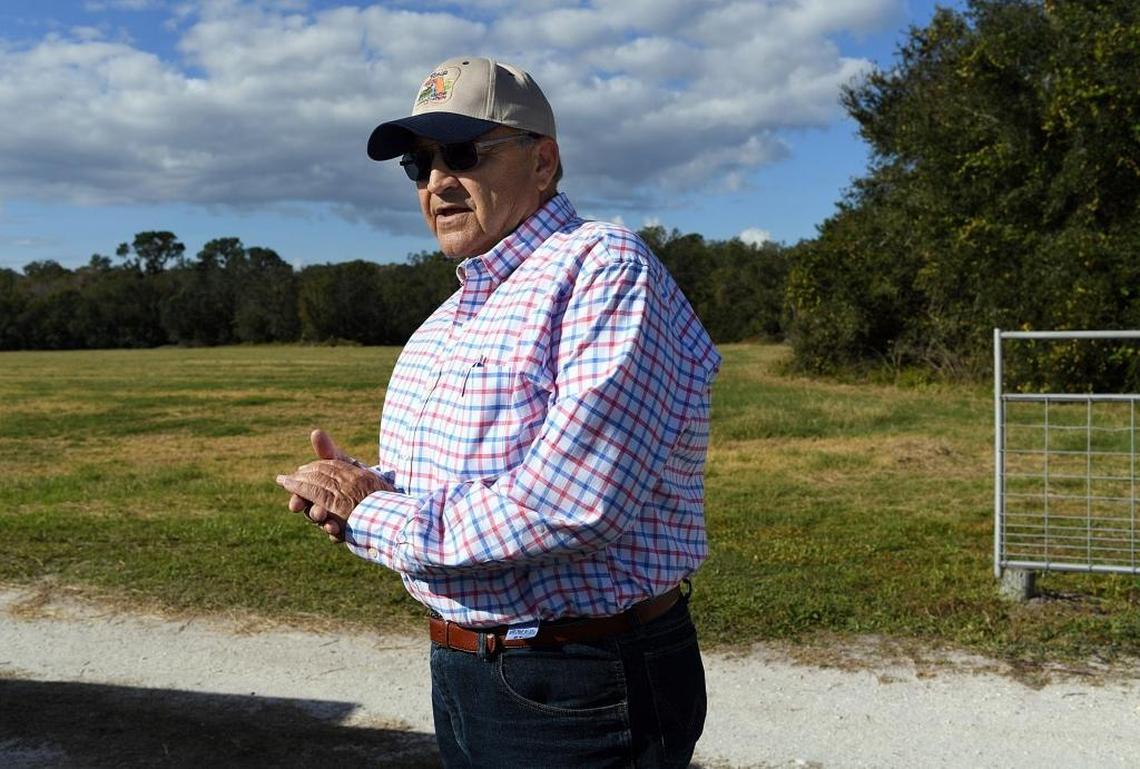 Buddy Keen at the entrance of L3 Farms, where Gamble Creek Village is proposed. The vision for Gamble Creek Village is a development proposal of a nearly 6,000-acre plot of farmland, seeking to curb the trend of urban sprawl with open space and agriculture.