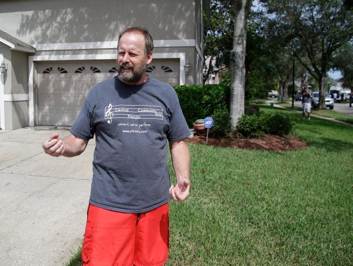 Eric Paddock, brother of Las Vegas gunman Stephen Paddock, speaks to reporters near his home, Monday, Oct. 2, 2017, in Orlando. Paddock told the Orlando Sentinel: "We are completely dumbfounded. We can't understand what happened."