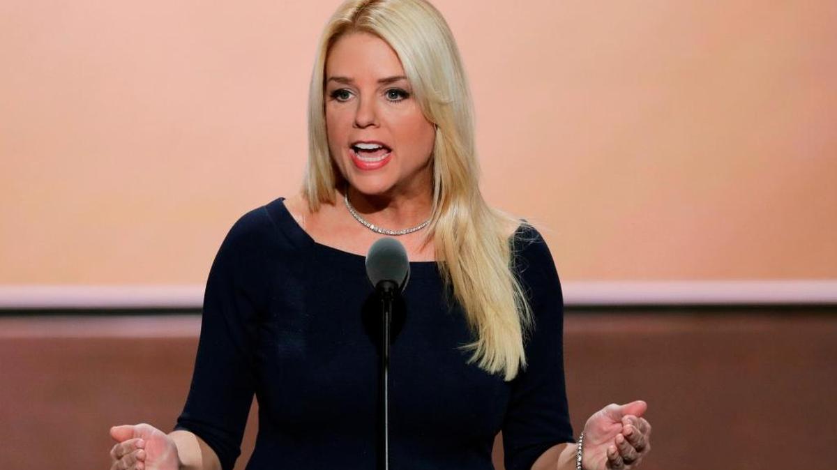 Florida Attorney General Pam Bondi speaks at the Republican National Convention in Cleveland. Bondi on Tuesday, Sept. 20, 2016.