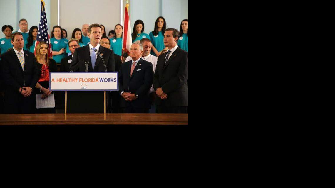 
Senate President Andy Gardiner, R-Orlando, makes the case for health care expansion during an April 14 press conference in Tallahassee.
