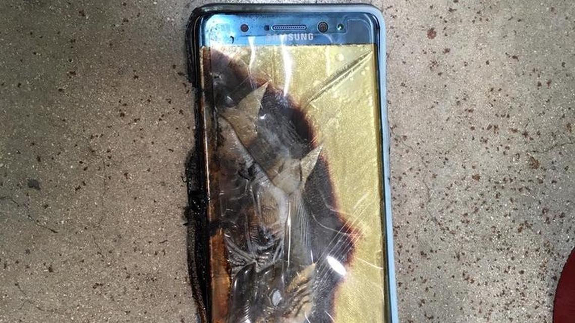 The Samsung Galaxy Note 7 that exploded in Jonathan Strobel’s pocket.