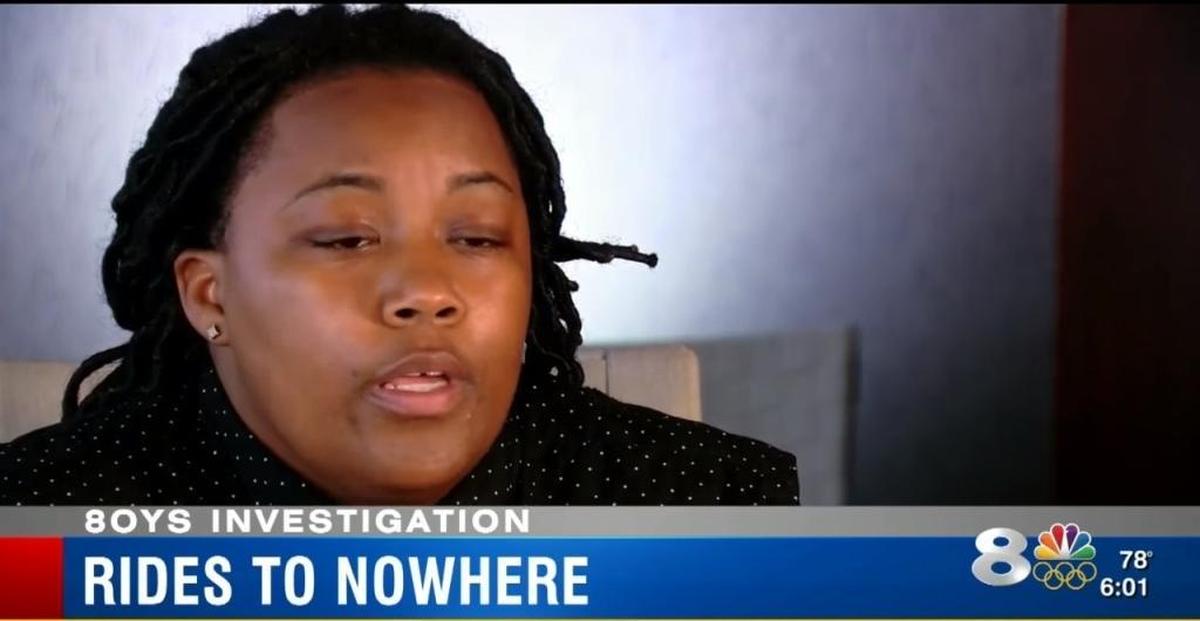 In this screengrab from a WFLA video, former Youth and Family Alternatives case manager Sharday Moore told the station that foster children were being kept in cars in a Wawa gas station parking lot in Tampa. ‘They’re just sitting there through the night or throughout the day.’