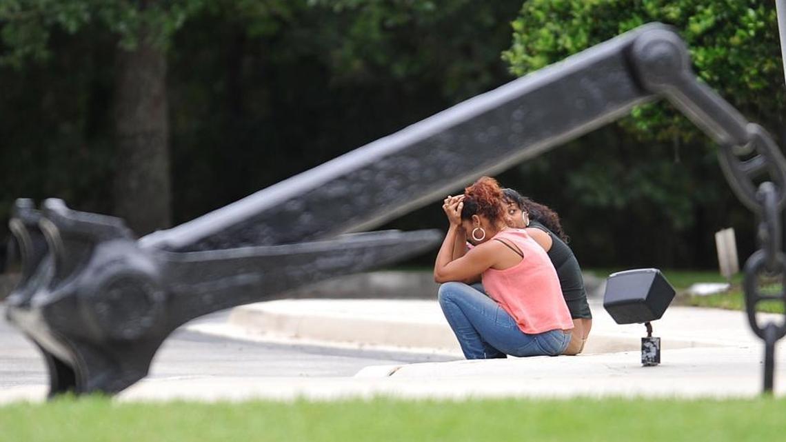 
Families gather at the Seafarers Union Hall Sunday, Oct. 4, 2015, in Jacksonville to wait for news on the crew of 33 aboard the missing cargo ship El Faro. The ship has not been heard from since it lost power and was taking on water in seas churned up by Hurricane Joaquin. 
