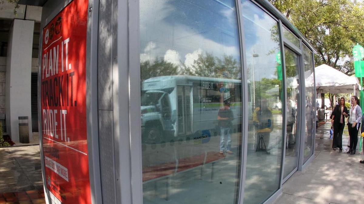 A view of the new air conditioned bus stop in Hialeah.