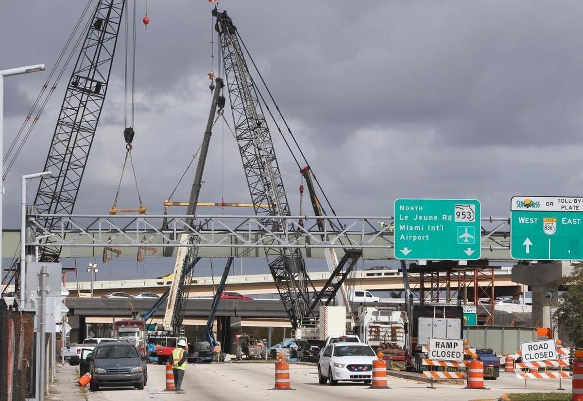 General view of construction on Le Jeune Road between 11th and 14th streets on Saturday, Jan. 20, 2018.