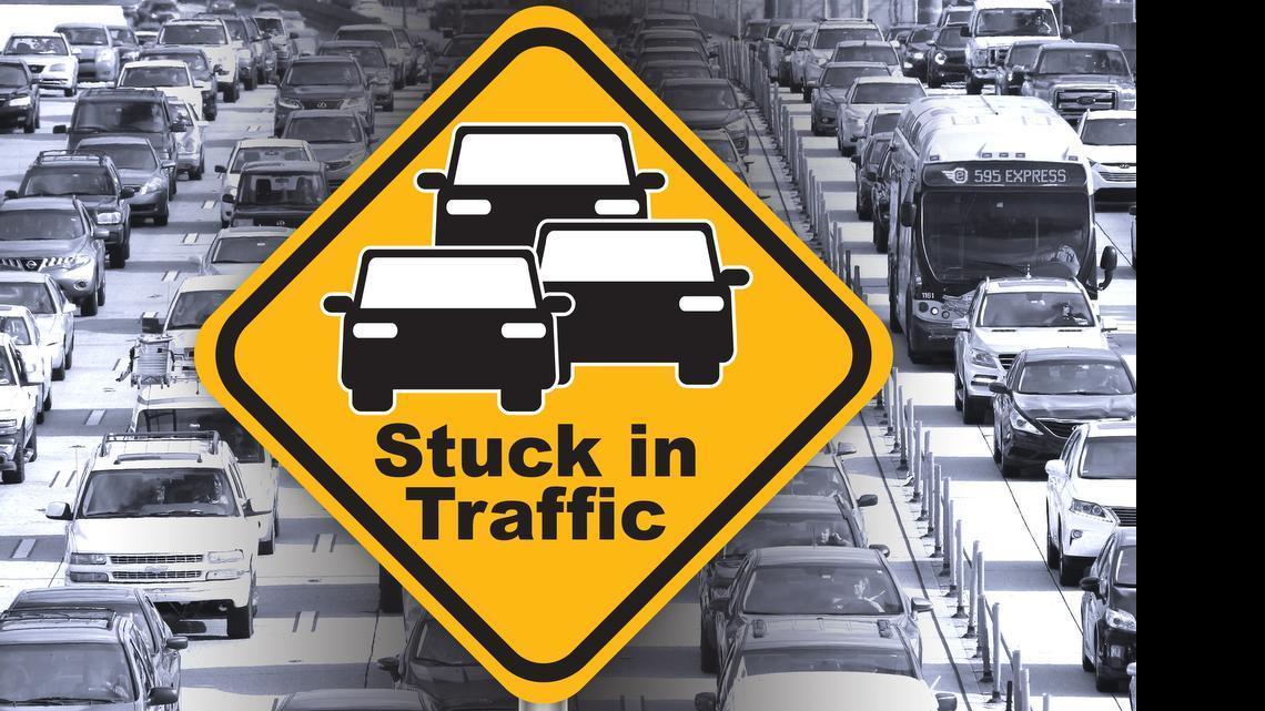 
Vehicles come to a standstill on I-95 northbound between the Northwest 135rd Street and 151st Street exits during rush hour.
