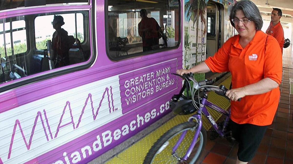 
Miami-Dade Commissioner Daniella Levine Cava experiences how bikes and mass transit can provide alternate ways to travel efficiently and far — without having to use a car. Cava toured Metro Rail and other services by the county’s transit department in March as part of a series of tours to better understand how the services operate.
