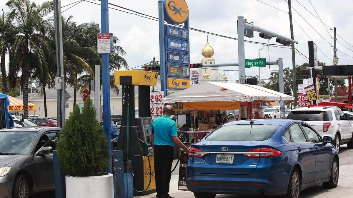 A man puts gasoline in his car at Gas Express at 57th Avenue and West Flagler Street on Tuesday, June 13, 2017. Gas Express prices Monday were a low $1.99 per gallon, and Rocket Fuel, also on Flagler Street was a cheap $1.97 per gallon.