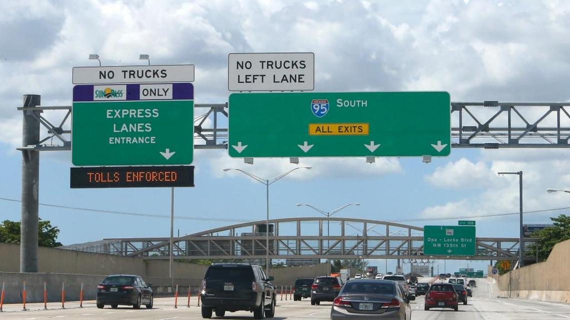 A view of the I-95 express lanes in Miami.