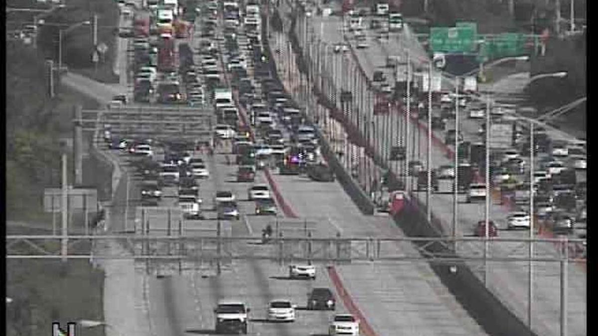 Traffic is snarled on I-95 south of 95th Street after a Friday morning accident.