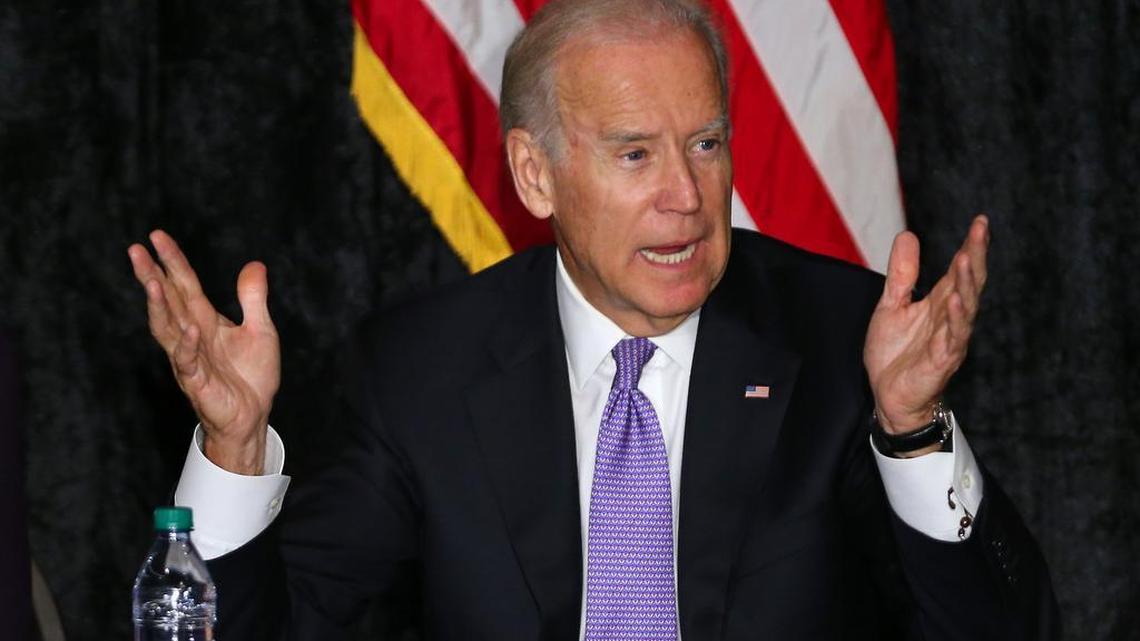 
United States Vice President Joe Biden talks during a meeting with Jewish community leaders at David Posnack Jewish Community Center a on Thursday, September 3, 2015 in Davie.

