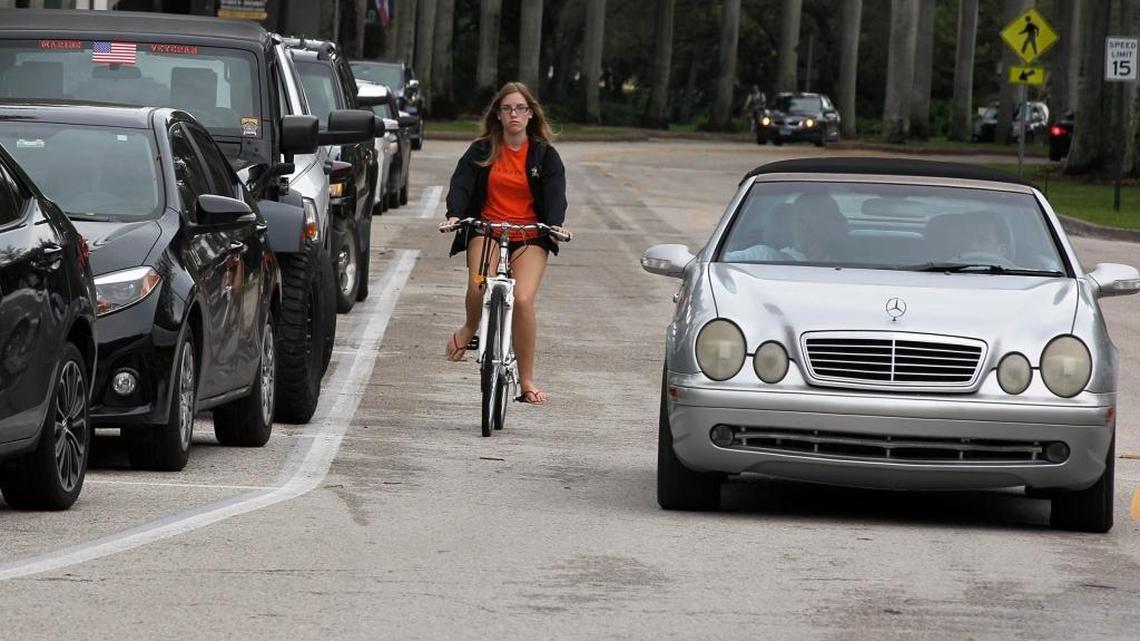 The use of bikes among students helps alleviate the traffic around the University of Miami campus and shorten the distance between the different schools on campus.