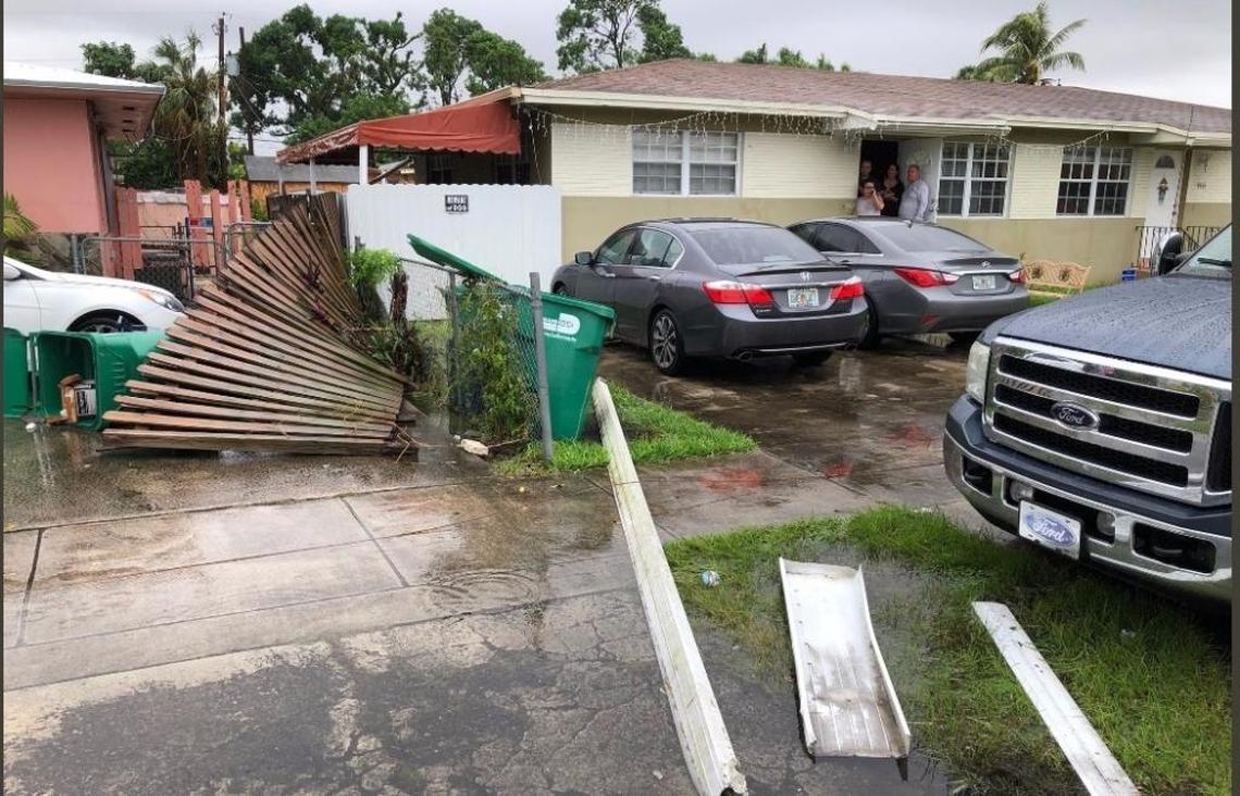 A brief tornado touched down in a residential block just northeast of the intersection of Bird Road and Southwest 97th Avenue in Miami at about 1:20 p.m. on Saturday, Oct. 28, 2017.
