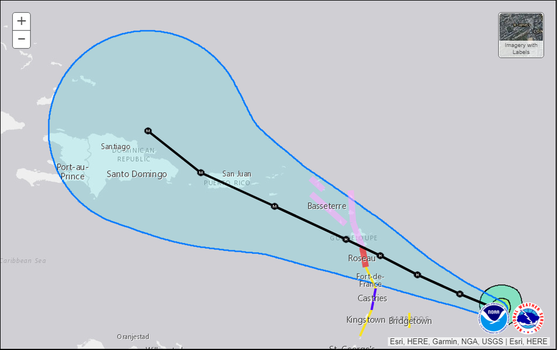 At 11 a.m. Sunday, National Hurricane Center forecasters warned Maria is expected to cross the Lesser Antilles as a hurricane and near Puerto Rico as a major storm next week.