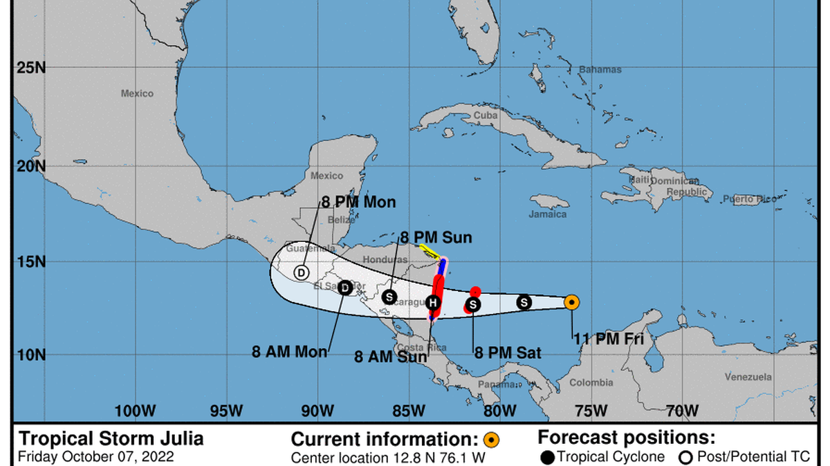 This graphic created by the National Weather Service/NCEP Weather Prediction Center (WPC) shows the projected path.
NATIONAL HURRICANE CENTER