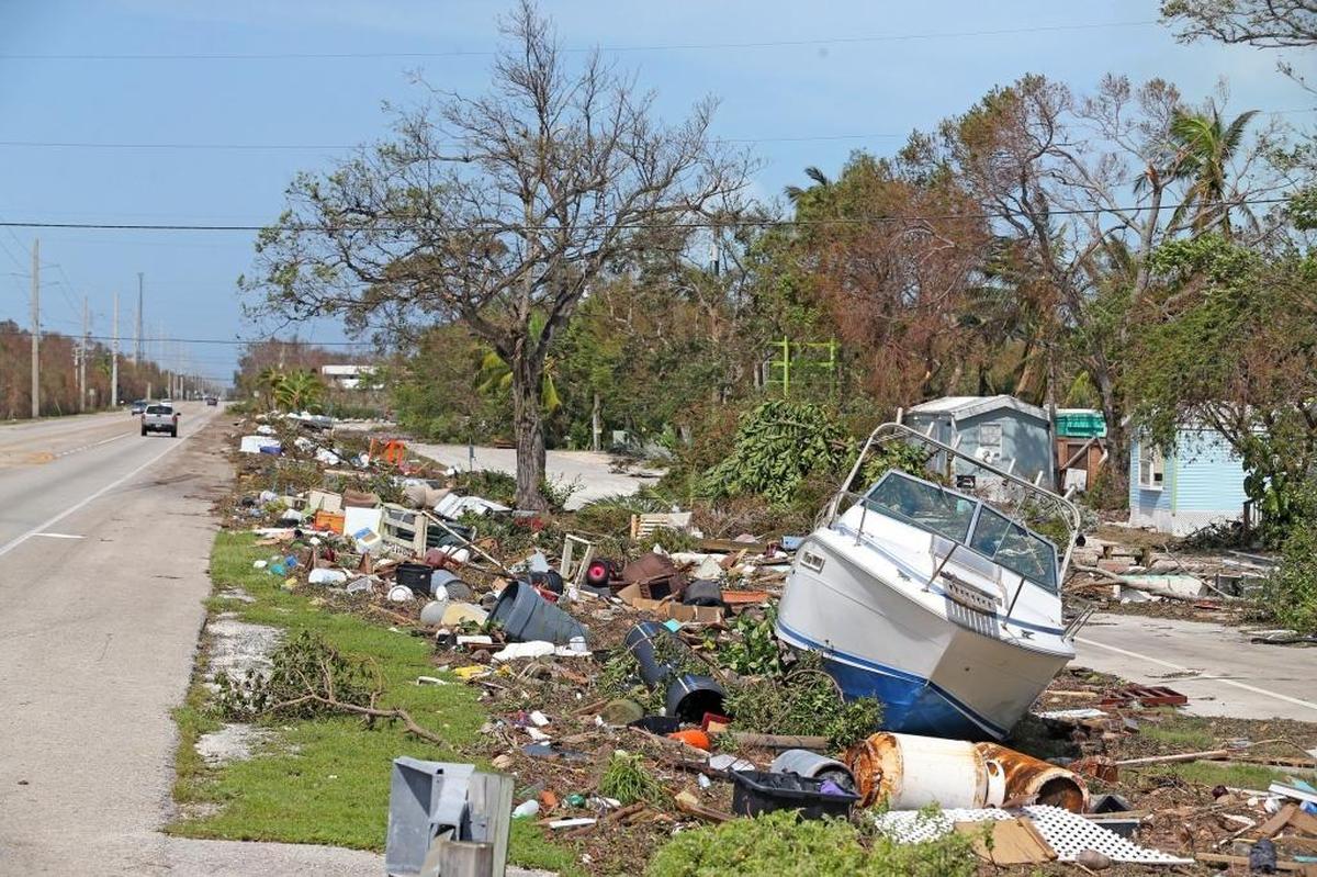 Debris from Hurricane Irma lays on the side of the Overseas Highway in Islamorda in the Florida Keys, September 11, 2017.
