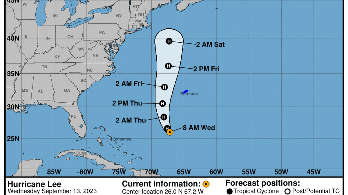 This graphic created by the National Weather Service/NCEP Weather Prediction Center (WPC) shows the projected path.
NATIONAL HURRICANE CENTER