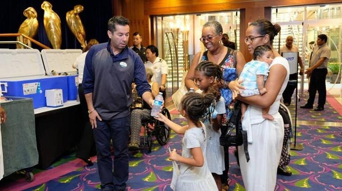 Royal Caribbean’s Adventure of the Seas delivered supplies and picked up stranded tourists in St. Maarten following Hurricane Irma.