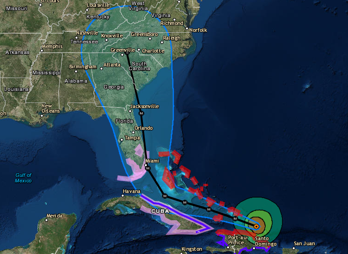 Hurricane Irma’s projected path as of Thursday morning.