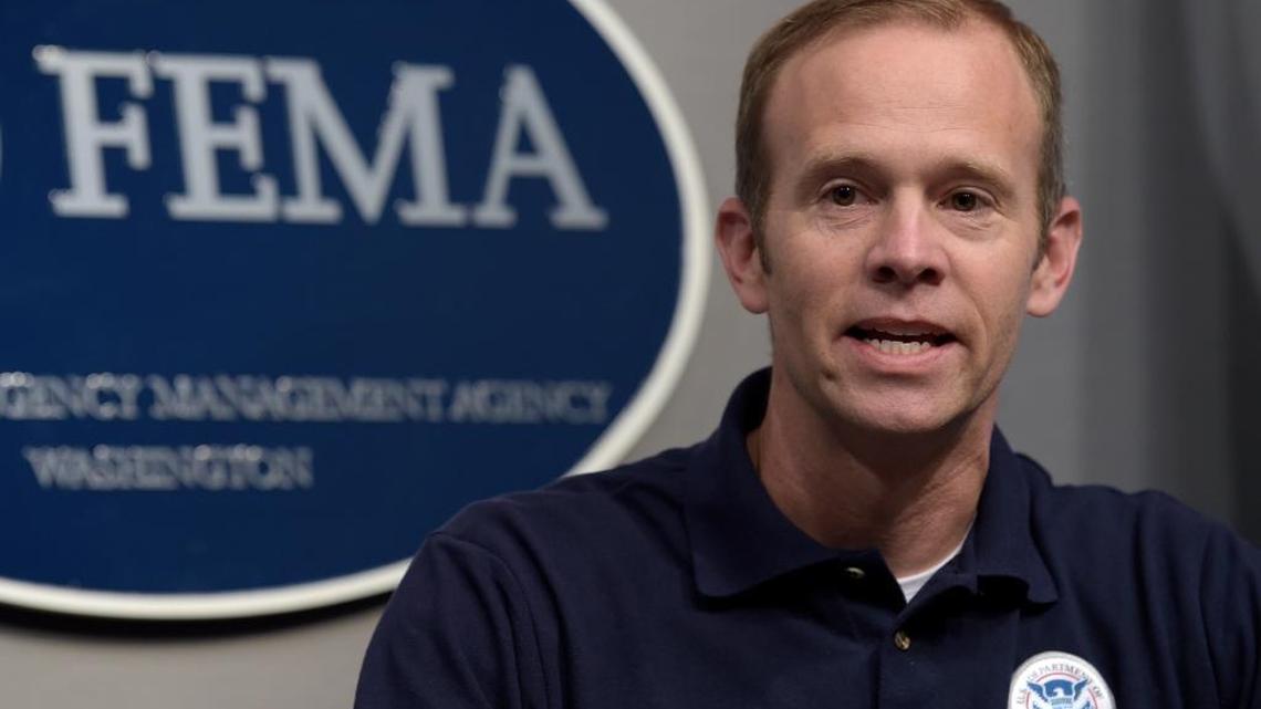 Federal Emergency Management Agency Administrator Brock Long speaks during a briefing on Hurricane Irma at FEMA headquarters in Washington, Friday, Sept. 8, 2017.