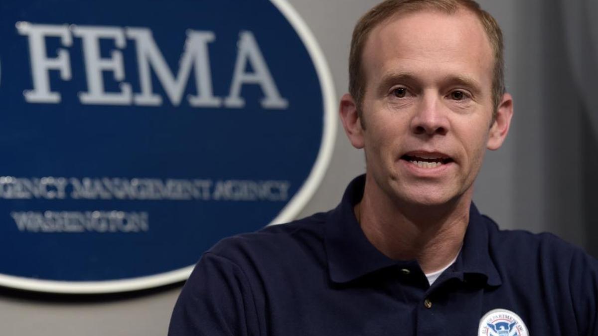 Federal Emergency Management Agency Administrator Brock Long speaks during a briefing on Hurricane Irma at FEMA headquarters in Washington, Friday, Sept. 8, 2017.