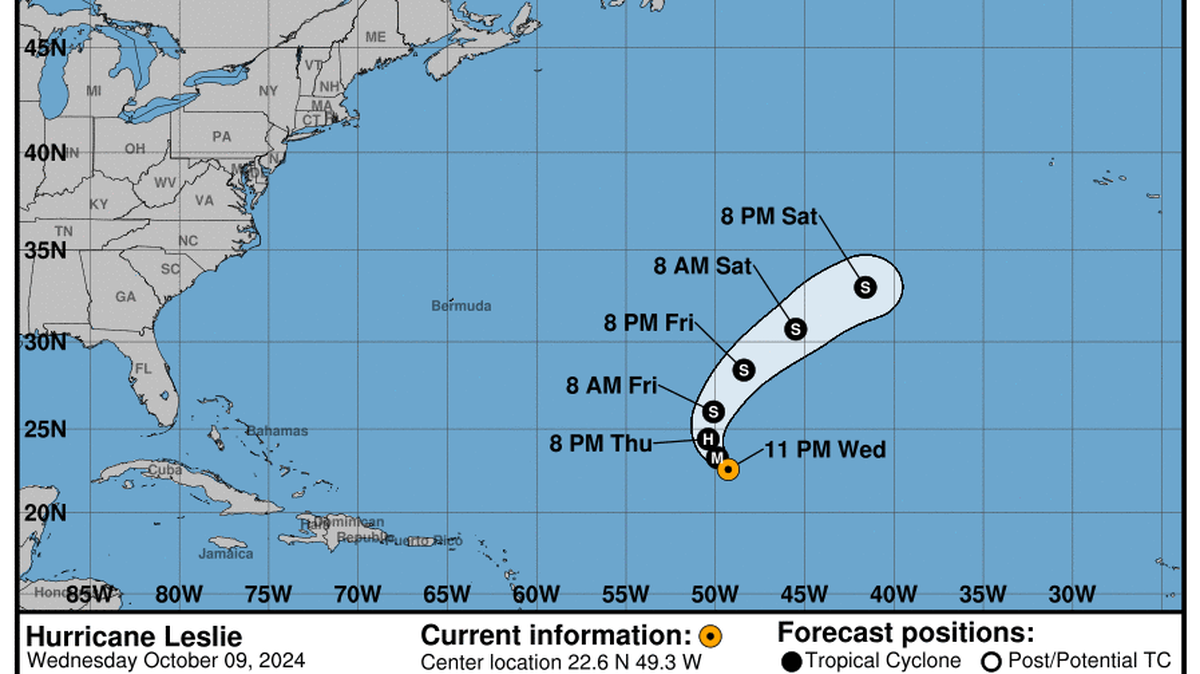 This graphic created by the National Weather Service/NCEP Weather Prediction Center (WPC) shows the projected path.
NATIONAL HURRICANE CENTER