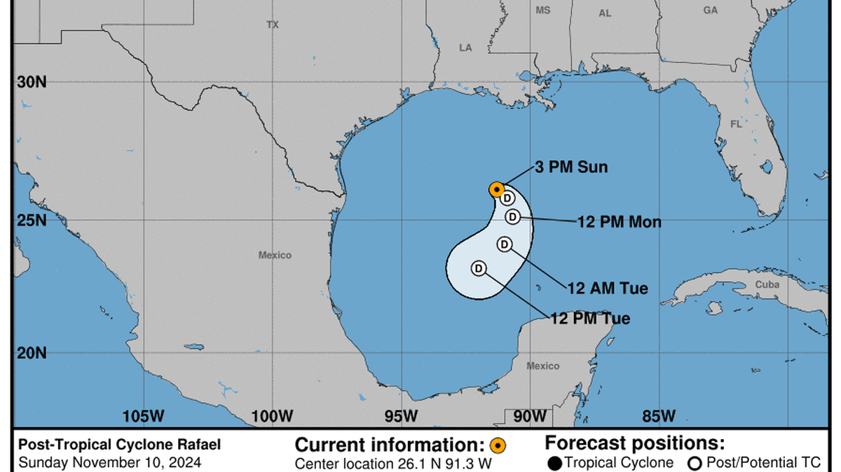 This graphic created by the National Weather Service/NCEP Weather Prediction Center (WPC) shows the projected path.
NATIONAL HURRICANE CENTER