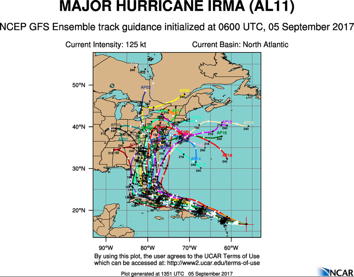 Hurricane Irma’s path after 2 a.m. Sunday is highly unknown, but these are some of the latest projections.