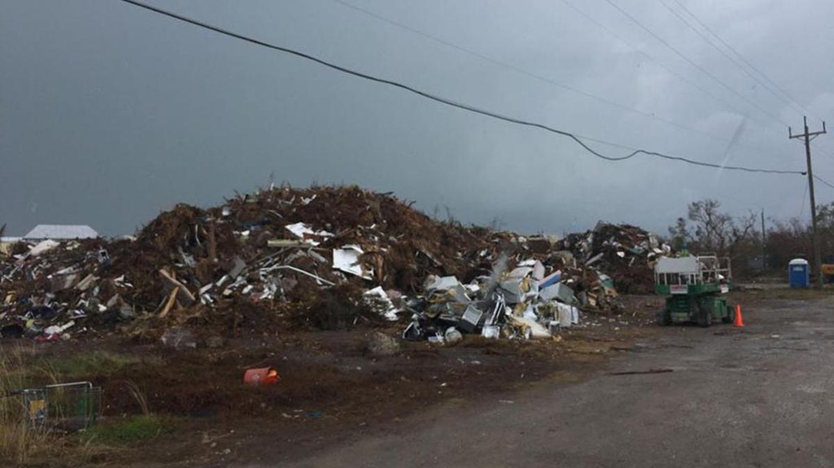 This is the largest debris pile in Marathon, at U.S. 1 and 48th Street bayside.