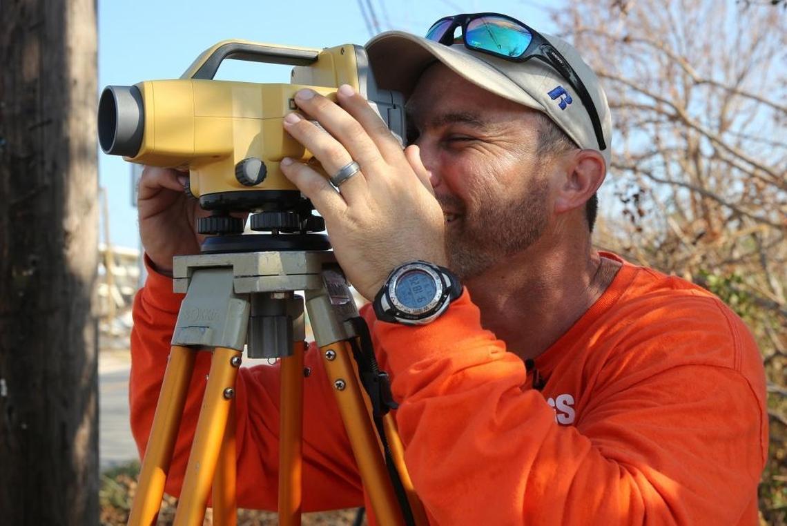 Don Hampton, a hydrologic technician with the U.S. Geological Survey, is part of a field team tracking high water marks from Key West to Key Largo to get an accurate read of the surge since sensors often fail during a storm’s peak or miss places.