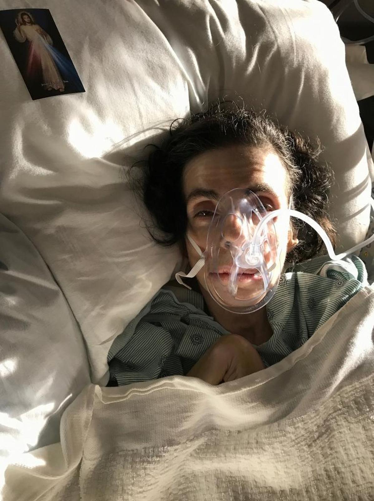 Dolores Biamonte, 57, was photographed after she was evacuated from the Rehabilitation Center at Hollywood Hills. She later died.