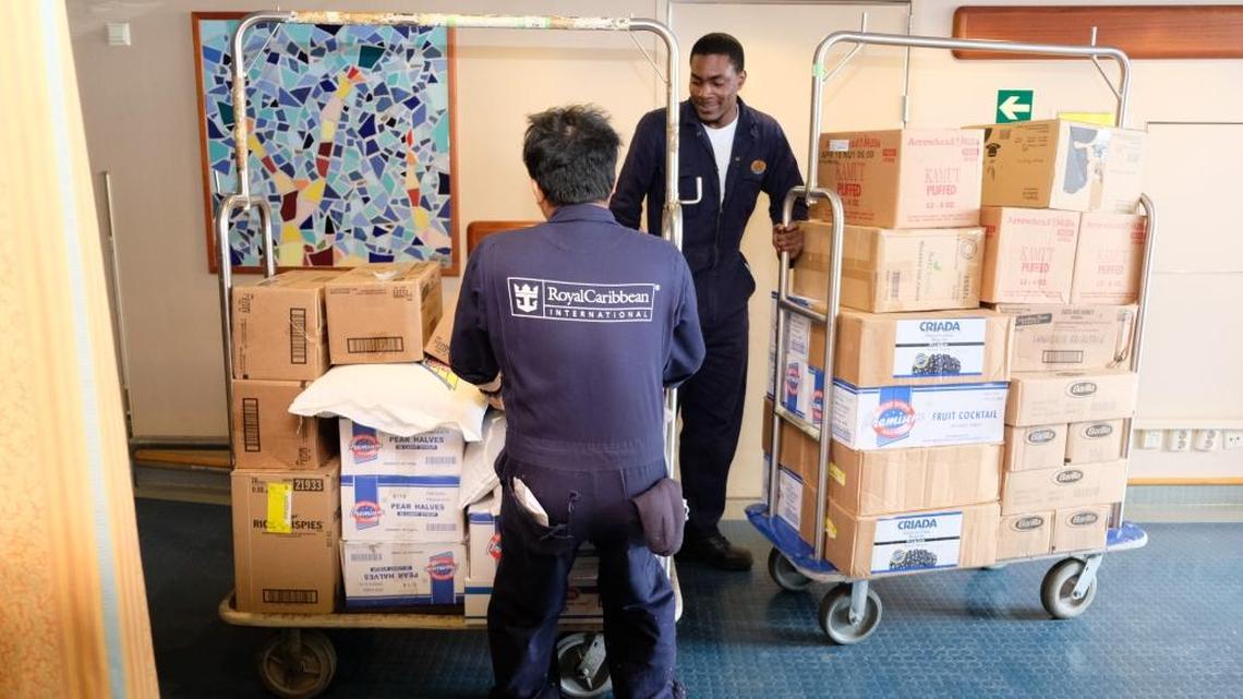 Royal Caribbean’s Adventure of the Seas delivers supplies and picks up stranded tourists in St. Maarten Sunday following Hurricane Irma.