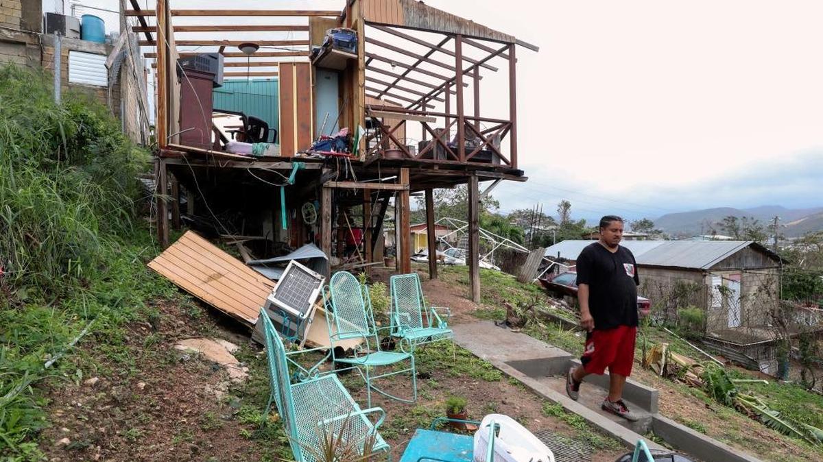 A gutted home stands in in the Punta Diamante area of Ponce, Puerto Rico, on Sept. 21, a day after the passing of Hurricane Maria.