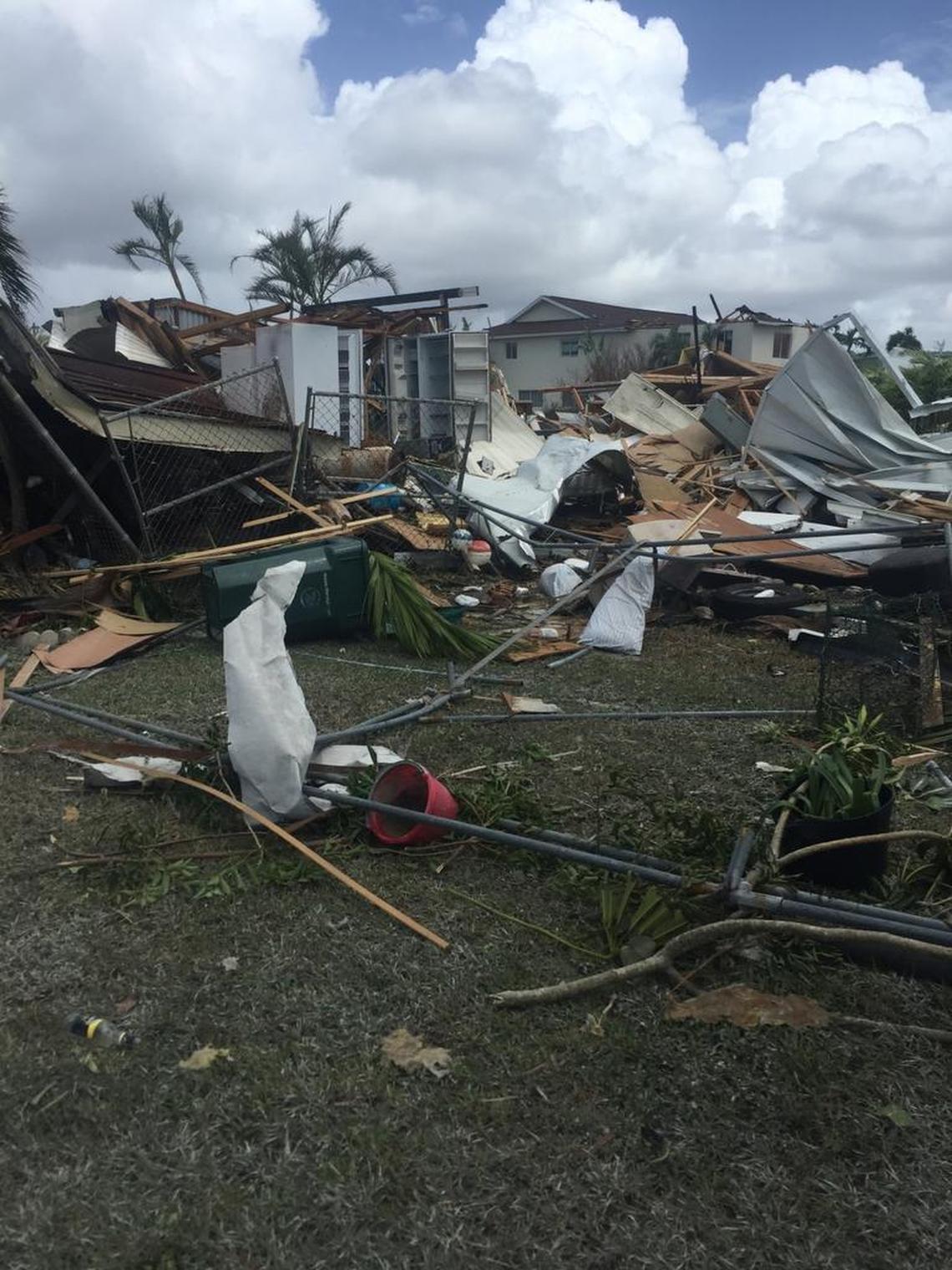 A mobile home lies in ruins a day after Hurricane Irma made landfall in Goodland, Fla.