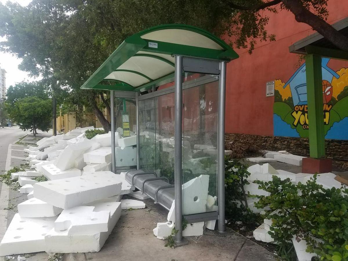 Large pieces of Styrofoam insulation along Northwest Third Avenue in Overtown on Monday, Sept. 11, 2017.