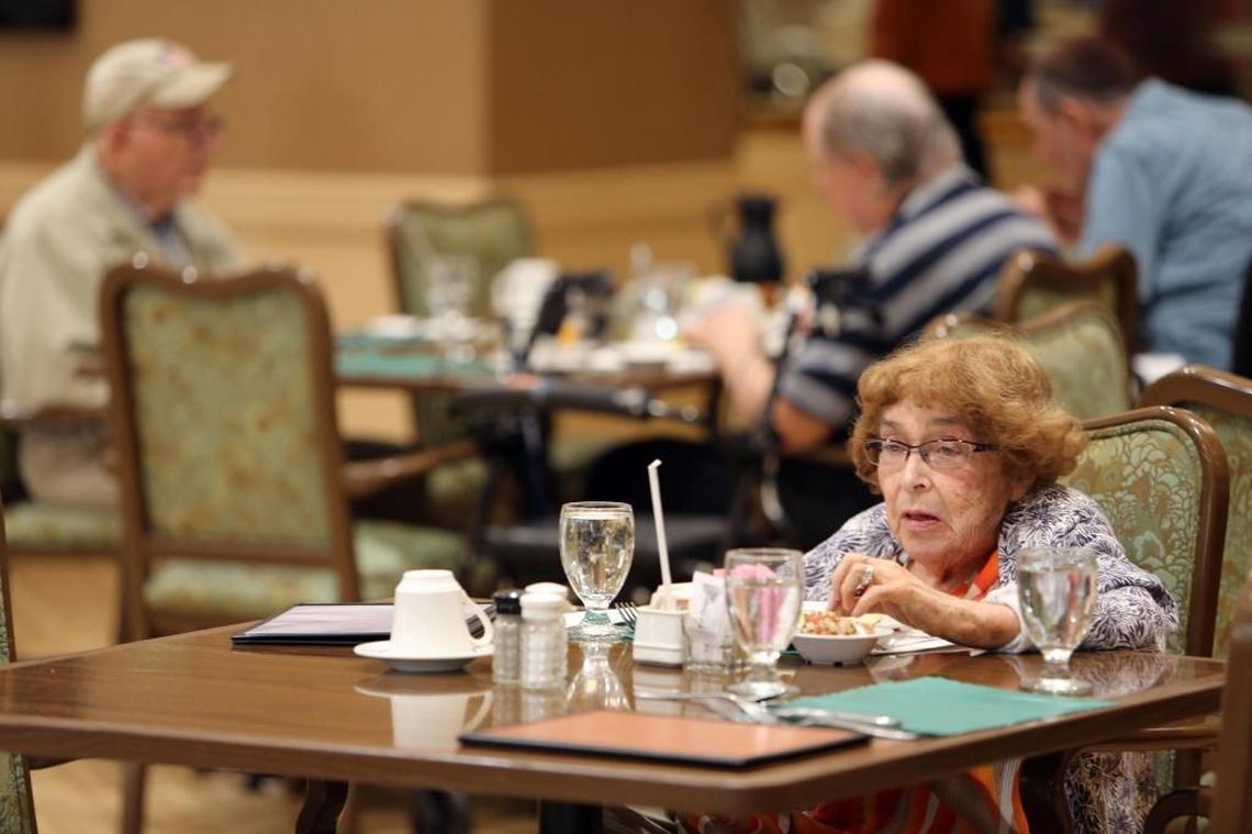The elderly and those with special needs are some of the most vulnerable in the community. At Miami Jewish Health Systems at 5200 NE 2nd Ave, Miami, instead of evacuating the elderly for Hurricane Irma, they are taking in even more. Resident, Helen Schulberg, 79, finishes her lunch in the dining room on Friday afternoon, Sept. 8, 2017.