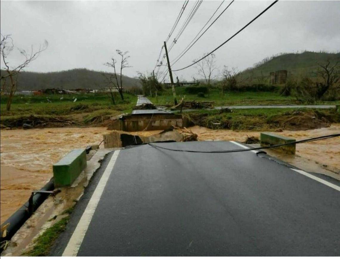 Hurricane Maria destroyed a bridge connecting the highway to the neighborhood of Sola Palma in Canóvanas, Puerto Rico.
