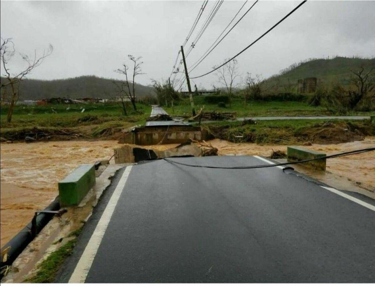 Hurricane Maria destroyed a bridge connecting the highway to the neighborhood of Sola Palma in Canóvanas, Puerto Rico.
