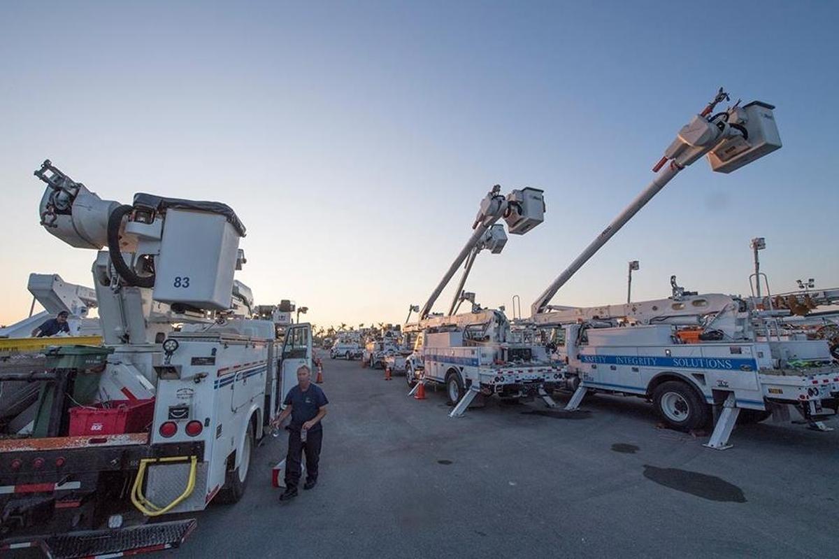 Zoo Miami's parking lot became one of the main staging areas for FPL and dozens of other power companies helping with relief efforts after Hurricane Irma.