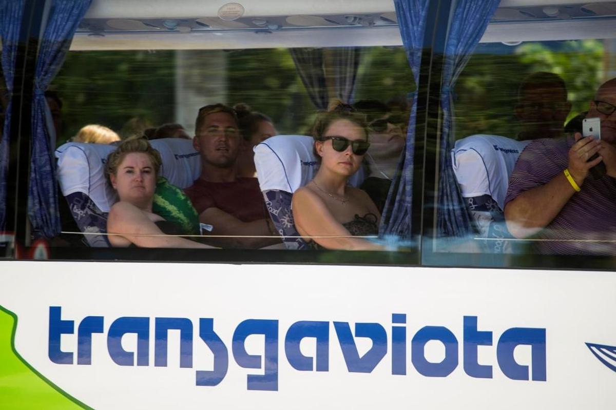Tourists are evacuated by bus ahead of Hurricane Irma in Caibarien, on the north coast of central Cuba.