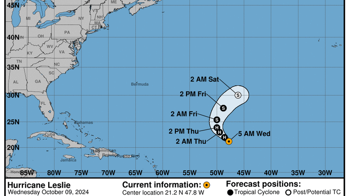 This graphic created by the National Weather Service/NCEP Weather Prediction Center (WPC) shows the projected path.
NATIONAL HURRICANE CENTER