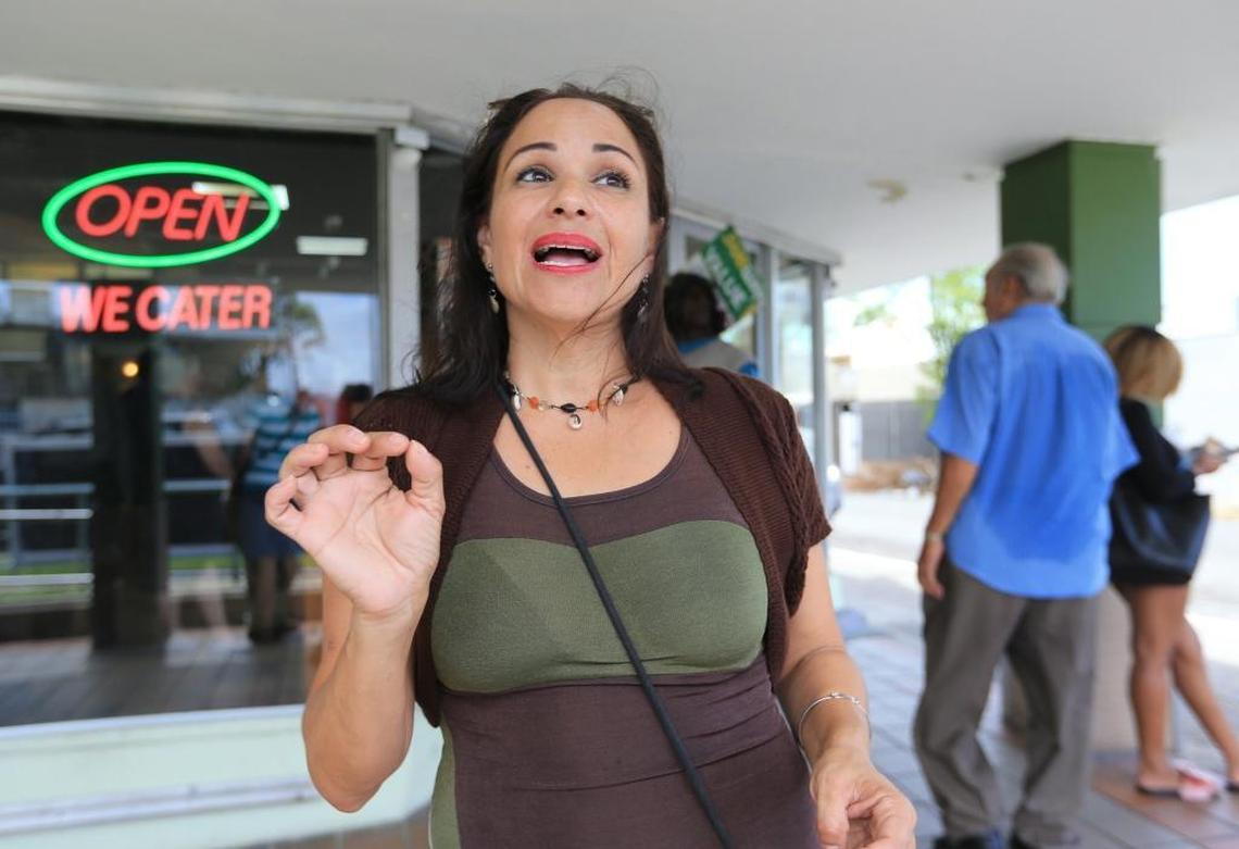 Witness, Jessica Rojas, talks about a Subway restaurant robbery where a state prosecutor, his girlfriend and the suspect were shot in Puerto Rico on Tuesday, October 17, 2017.