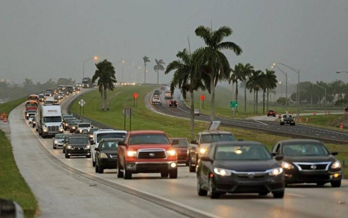 Traffic is seen heading North along the Florida Turnpike near Homestead, Fla., as tourists in the Florida Keys leave town on Wednesday, Sept. 6, 2017. Heavy rain and 185-mph winds lashed the Virgin Islands and Puerto Rico's northeast coast Wednesday as Hurricane Irma roared through Caribbean islands on its way to a possible hit on South Florida.