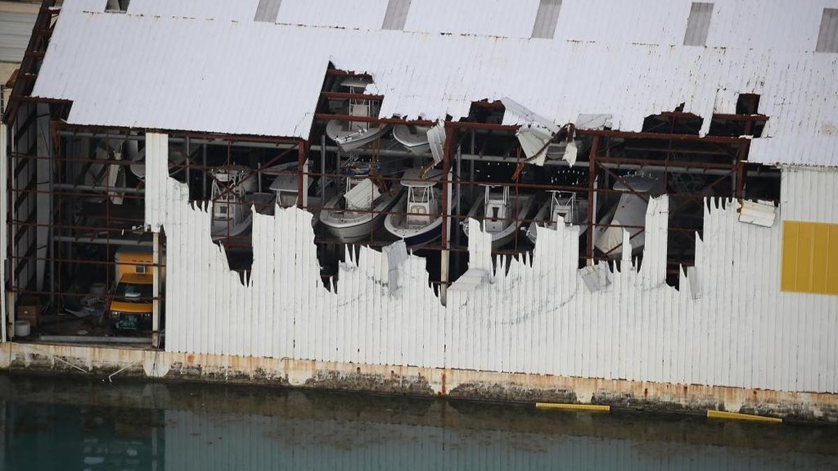 A boat storage in Marathon after it was damaged is when Hurricane Irma passed through the area.