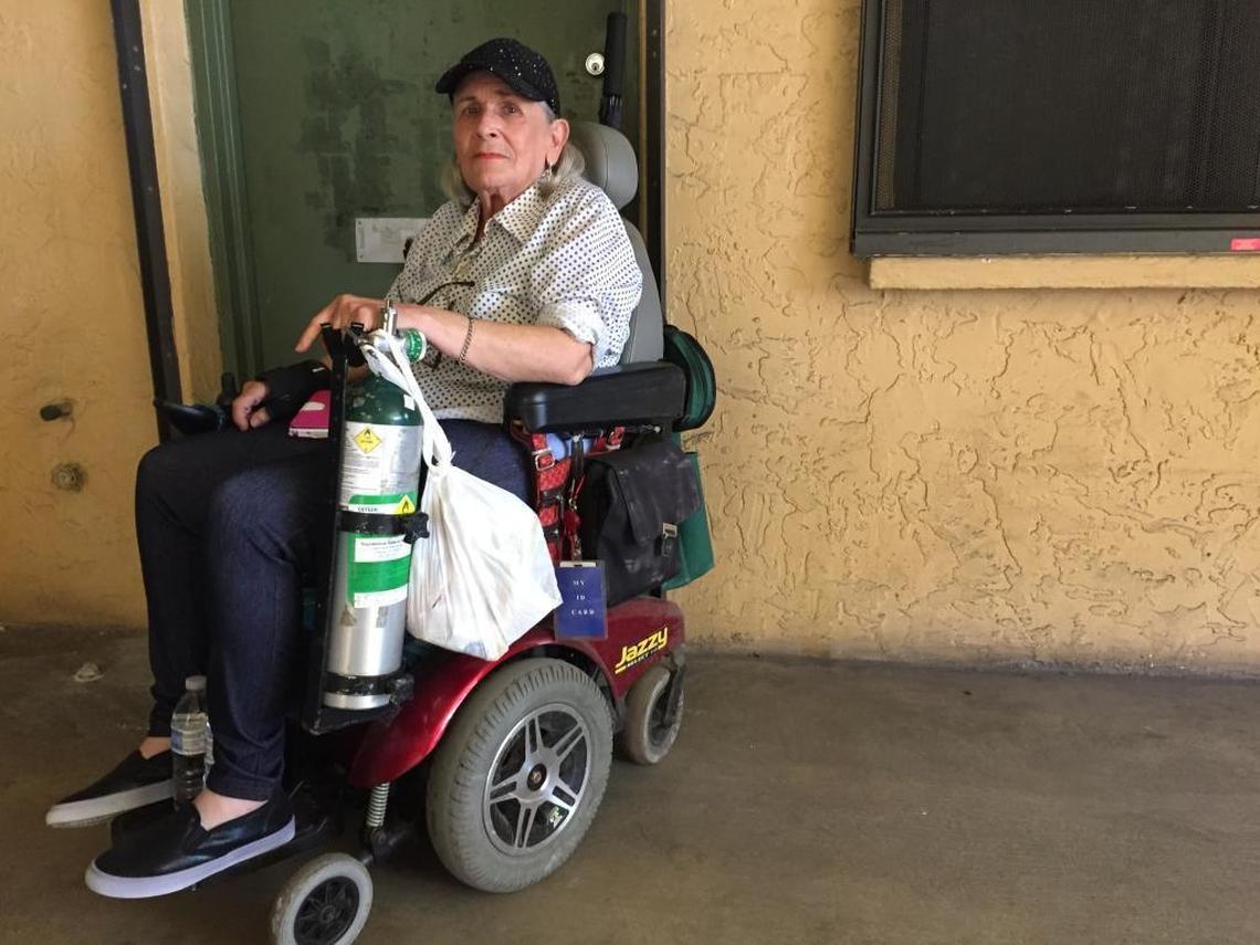 Sonia Suarez, 72, is the neighbors’ association president for Martin Fine Villas, a public housing building for disabled, elderly residents.