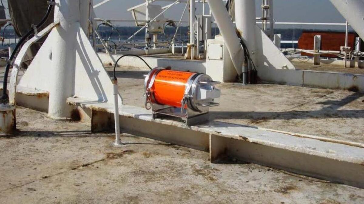 The El Faro’s voyage data recorder, similar to the one shown here aboard its sister ship, was found Tuesday. But searchers said Wednesday they will need additional equipment to retrieve it.