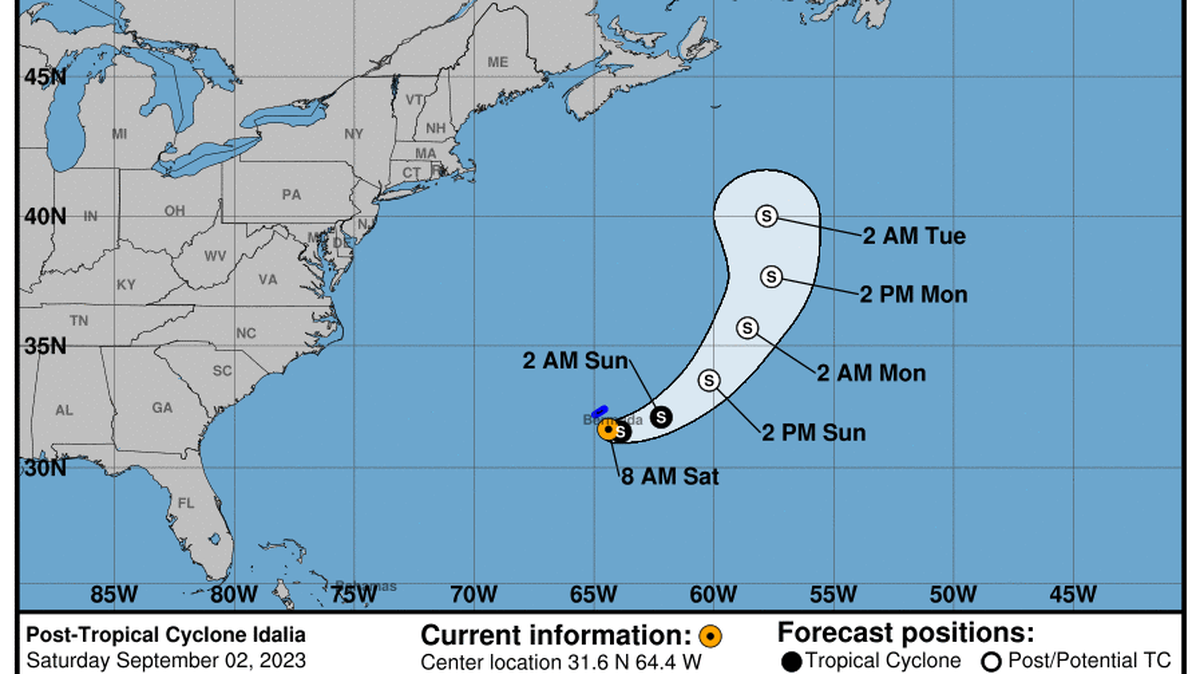 This graphic created by the National Weather Service/NCEP Weather Prediction Center (WPC) shows the projected path.
NATIONAL HURRICANE CENTER