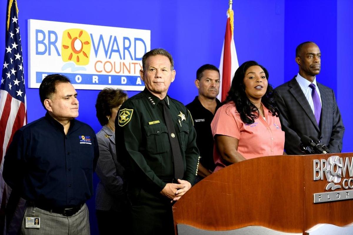 Then-Broward Mayor Barbara Sharief speaks on Sept. 6, 2017, about Hurricane Irma.