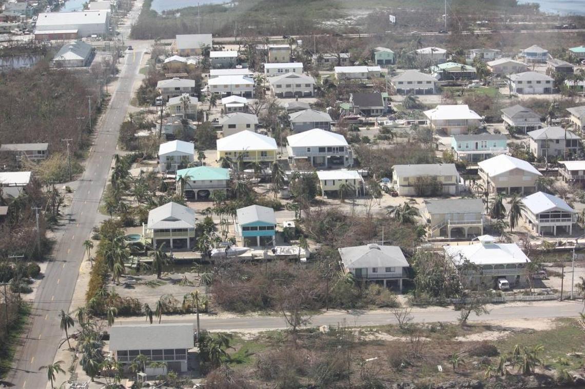 An aerial view of the Port Pine Heights neighborhood on Big Pine Key, which was damaged during Hurricane Irma.