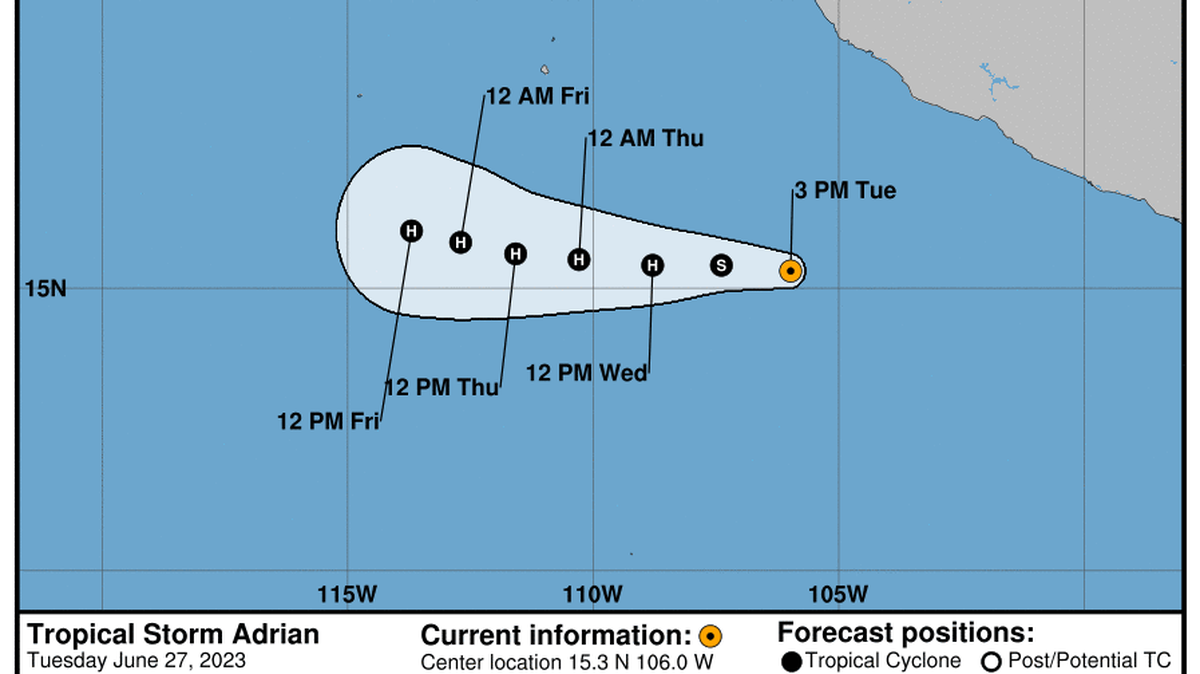 This graphic created by the National Weather Service/NCEP Weather Prediction Center (WPC) shows the projected path.
NATIONAL HURRICANE CENTER